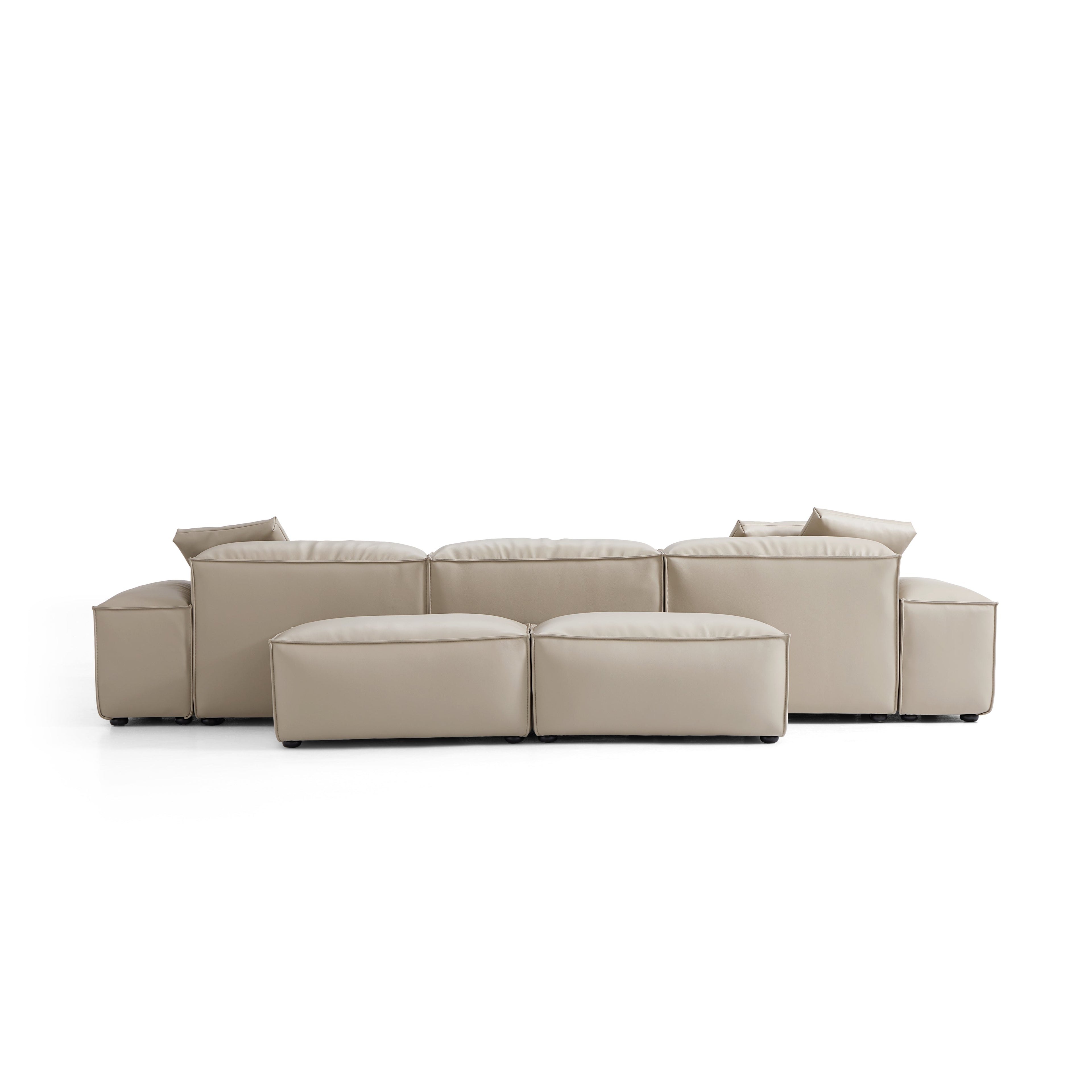 Cube Modular Black Genuine Leather Double-Sided Sectional