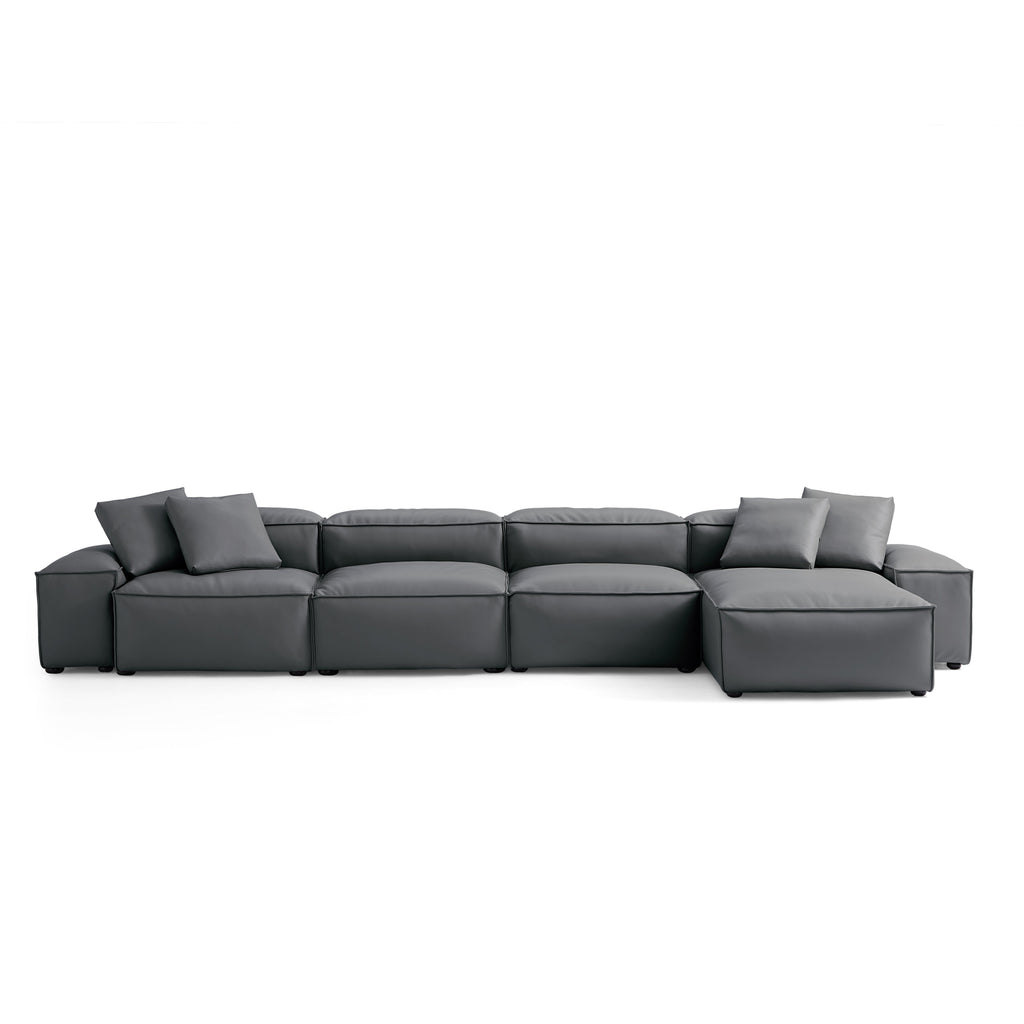 Cube Modular Beige Genuine Leather Sectional