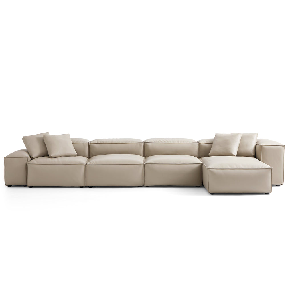 Cube Modular Black Genuine Leather Sectional