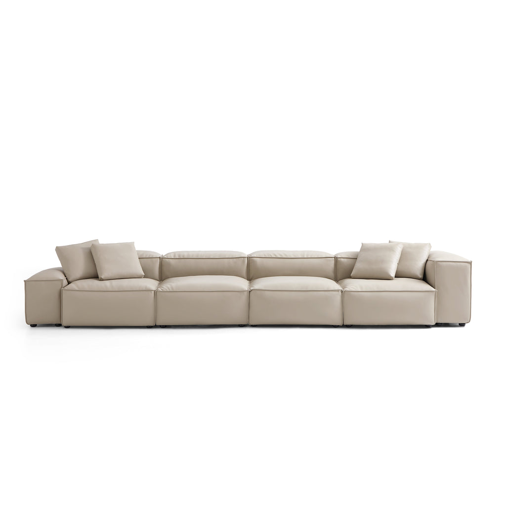 Cube Modular Brown Genuine Leather Sofa