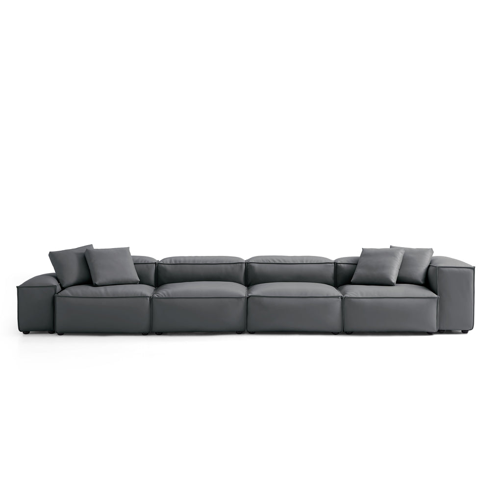 Cube Modular Black Genuine Leather Sofa