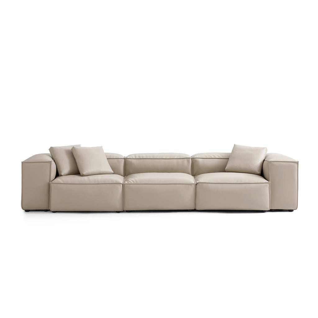 Cube Modular Black Genuine Leather Sofa