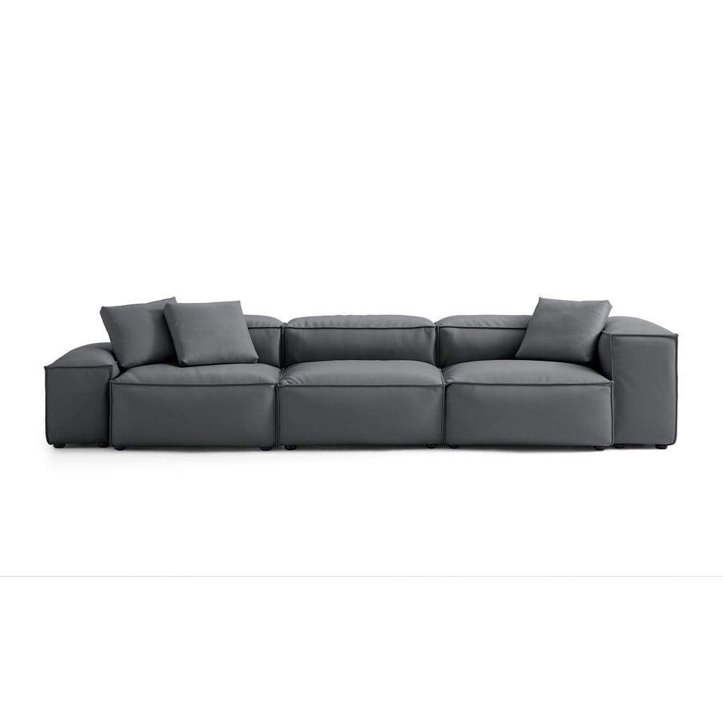 Cube Modular Beige Genuine Leather Sofa