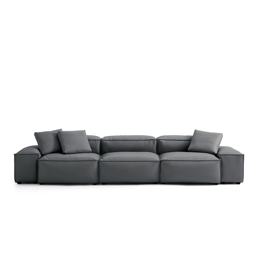 Cube Modular Beige Genuine Leather Sofa