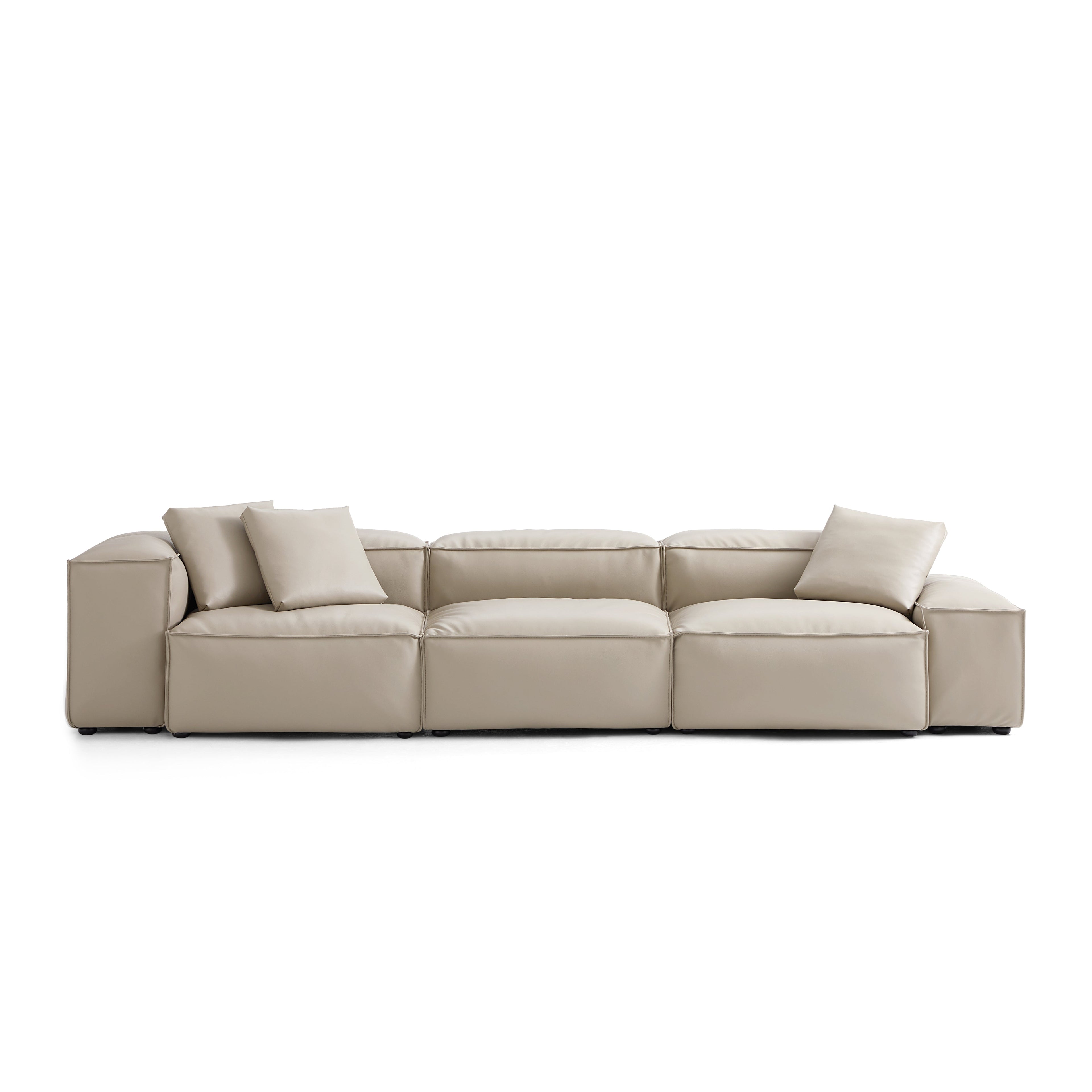 Cube Modular Black Genuine Leather Sofa