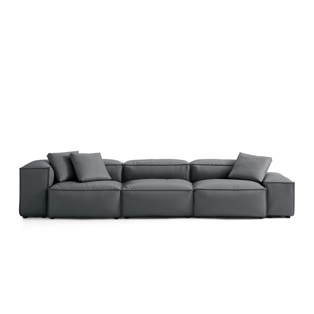 Cube Modular Brown Genuine Leather Sofa