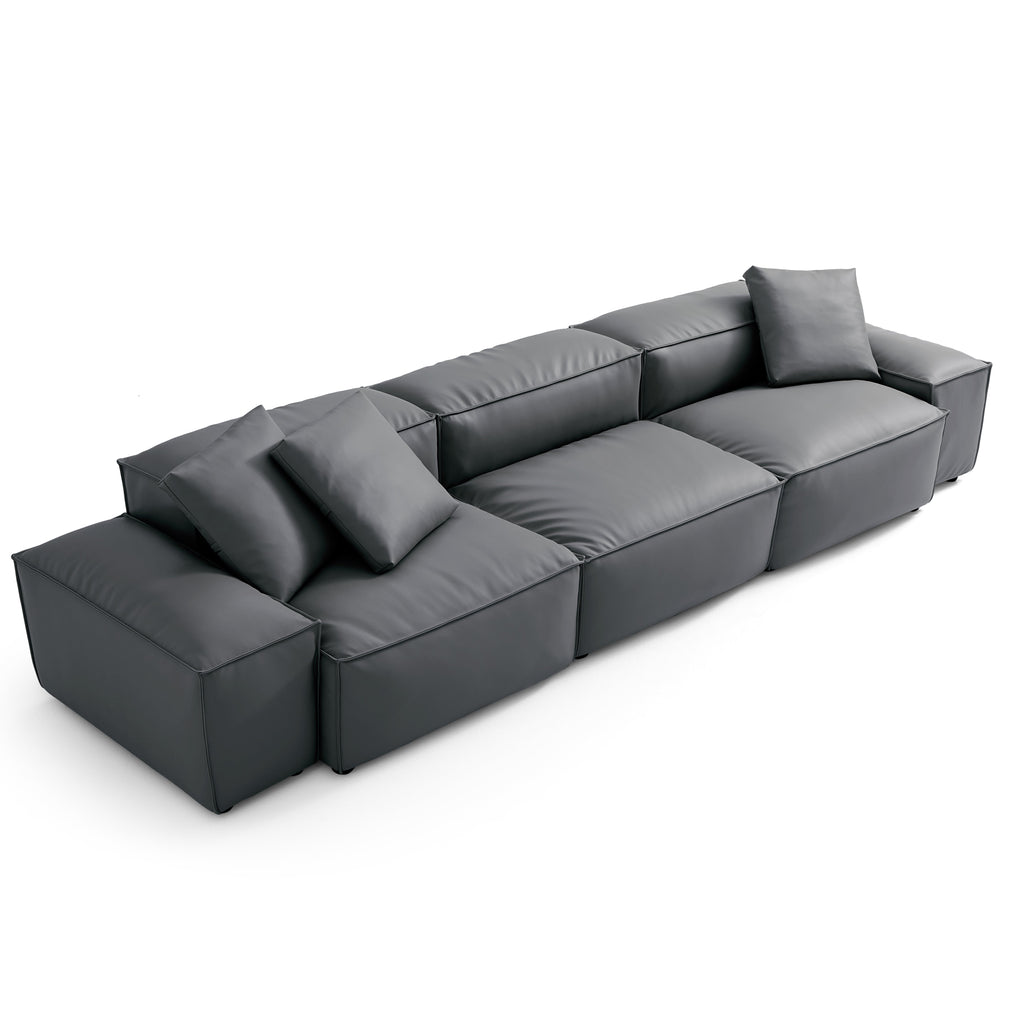 Cube Modular Beige Genuine Leather Sofa