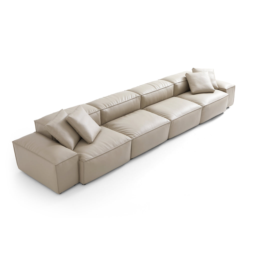 Cube Modular Brown Genuine Leather Sofa