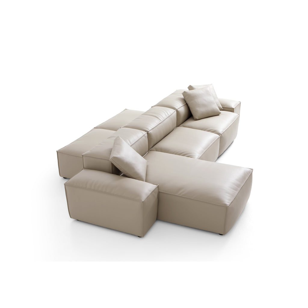 Cube Modular Black Genuine Leather Double-Sided Sectional