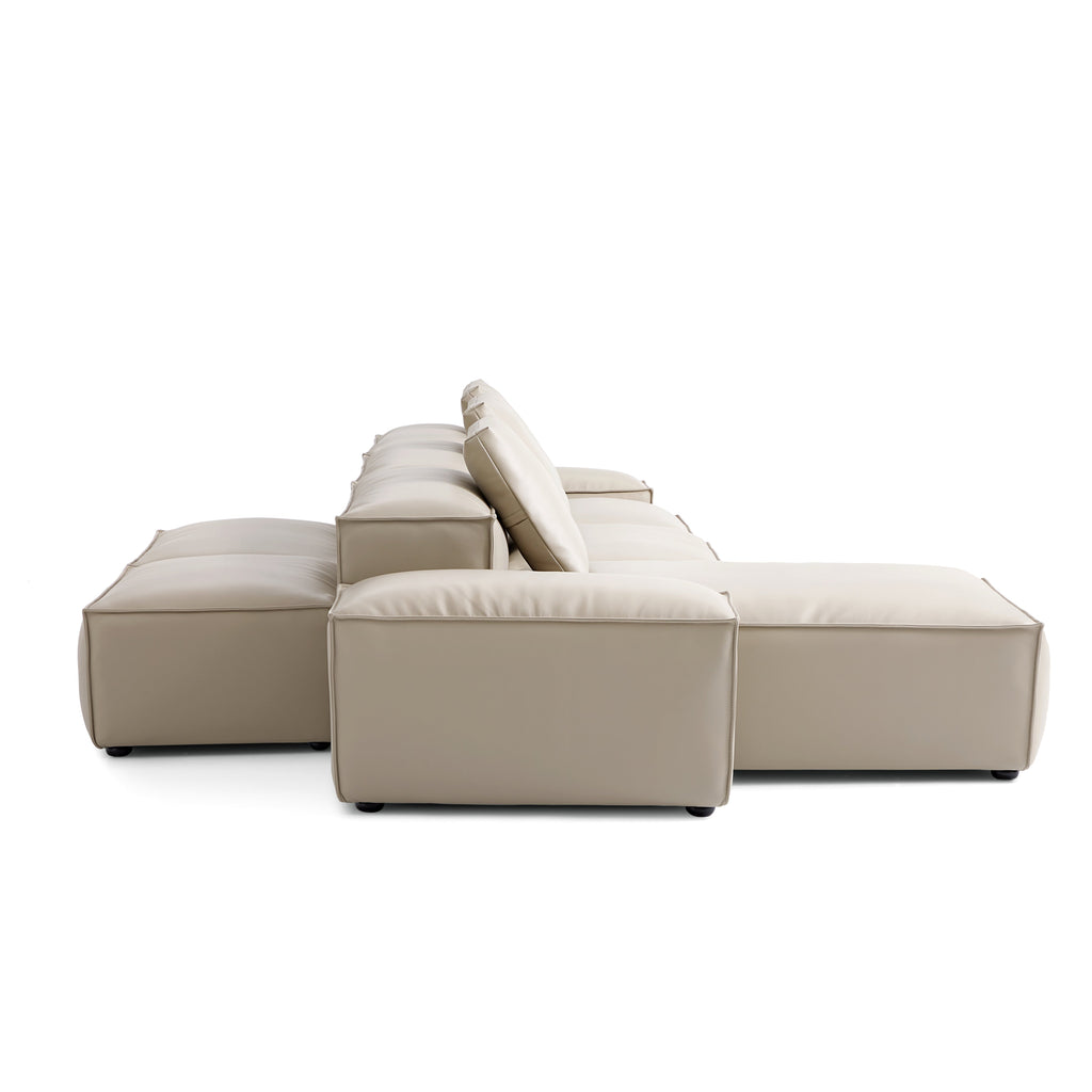 Cube Modular Black Genuine Leather Double-Sided Sectional