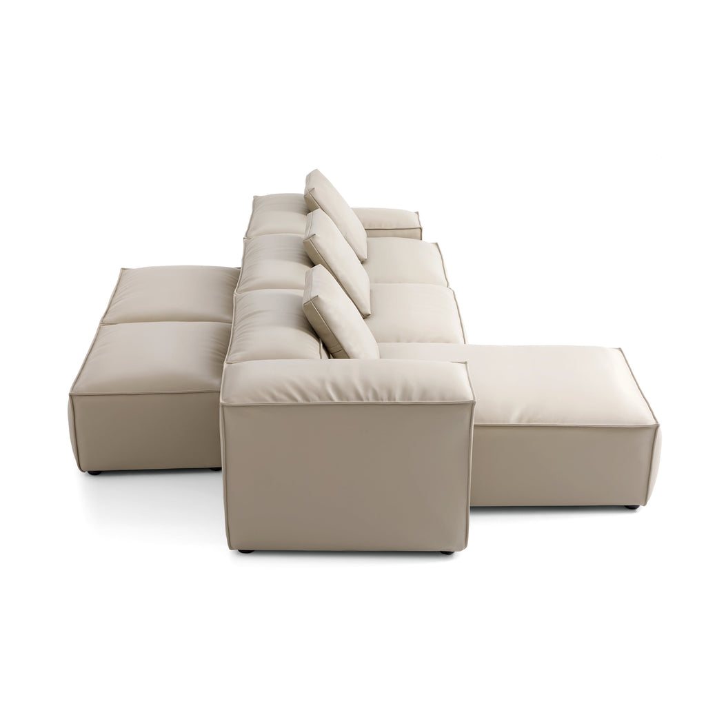 Cube Modular Black Genuine Leather Double-Sided Sectional