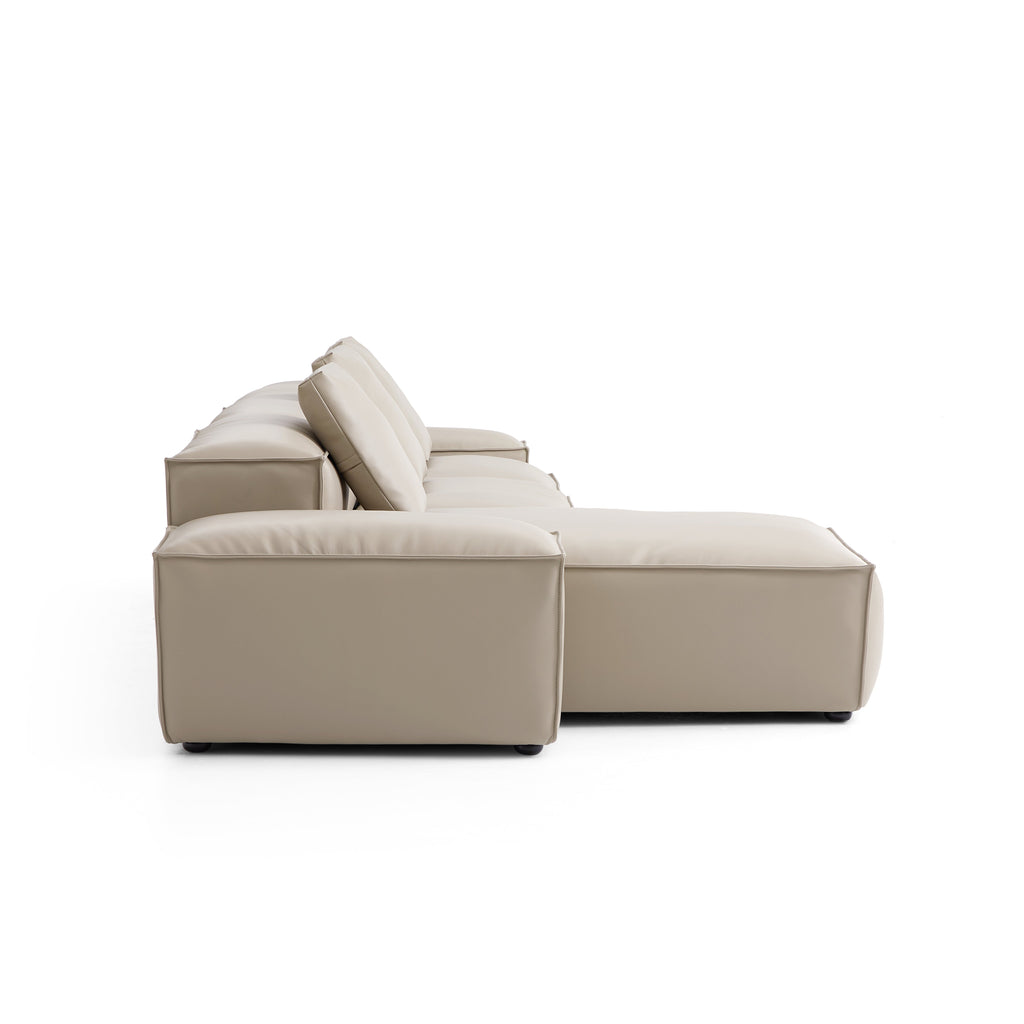 Cube Modular Beige Genuine Leather Sectional