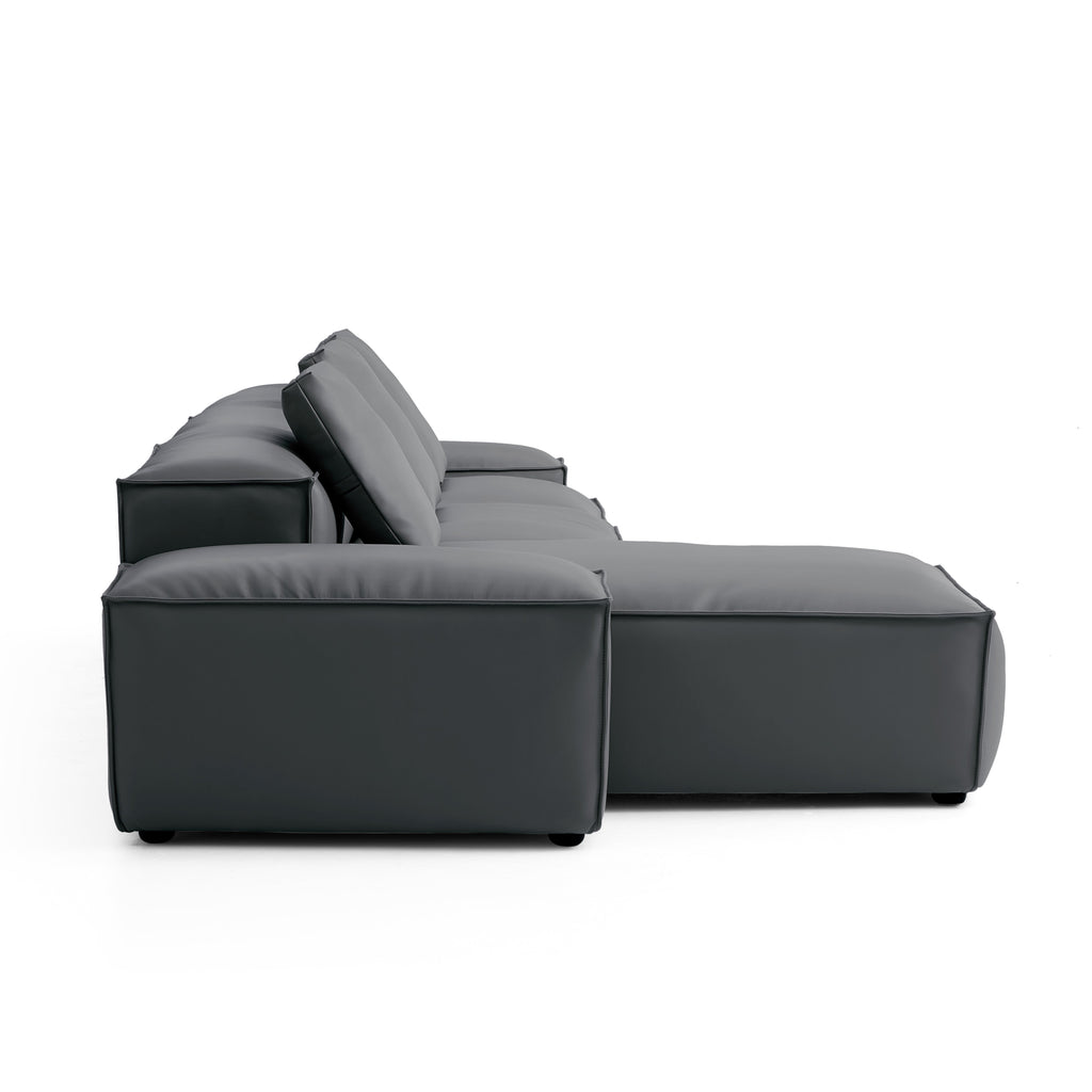 Cube Modular Brown Genuine Leather Sectional