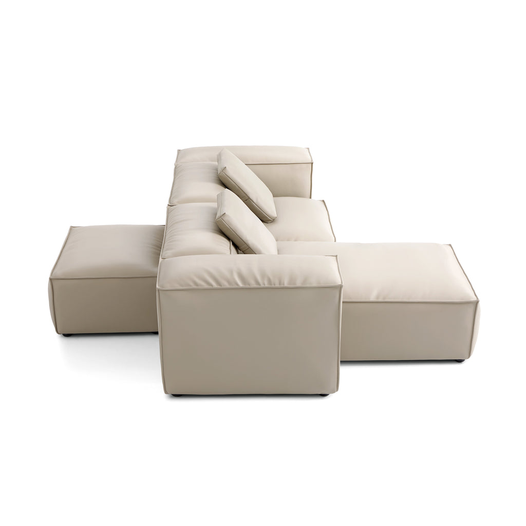 Cube Modular Black Genuine Leather Double-Sided Sectional