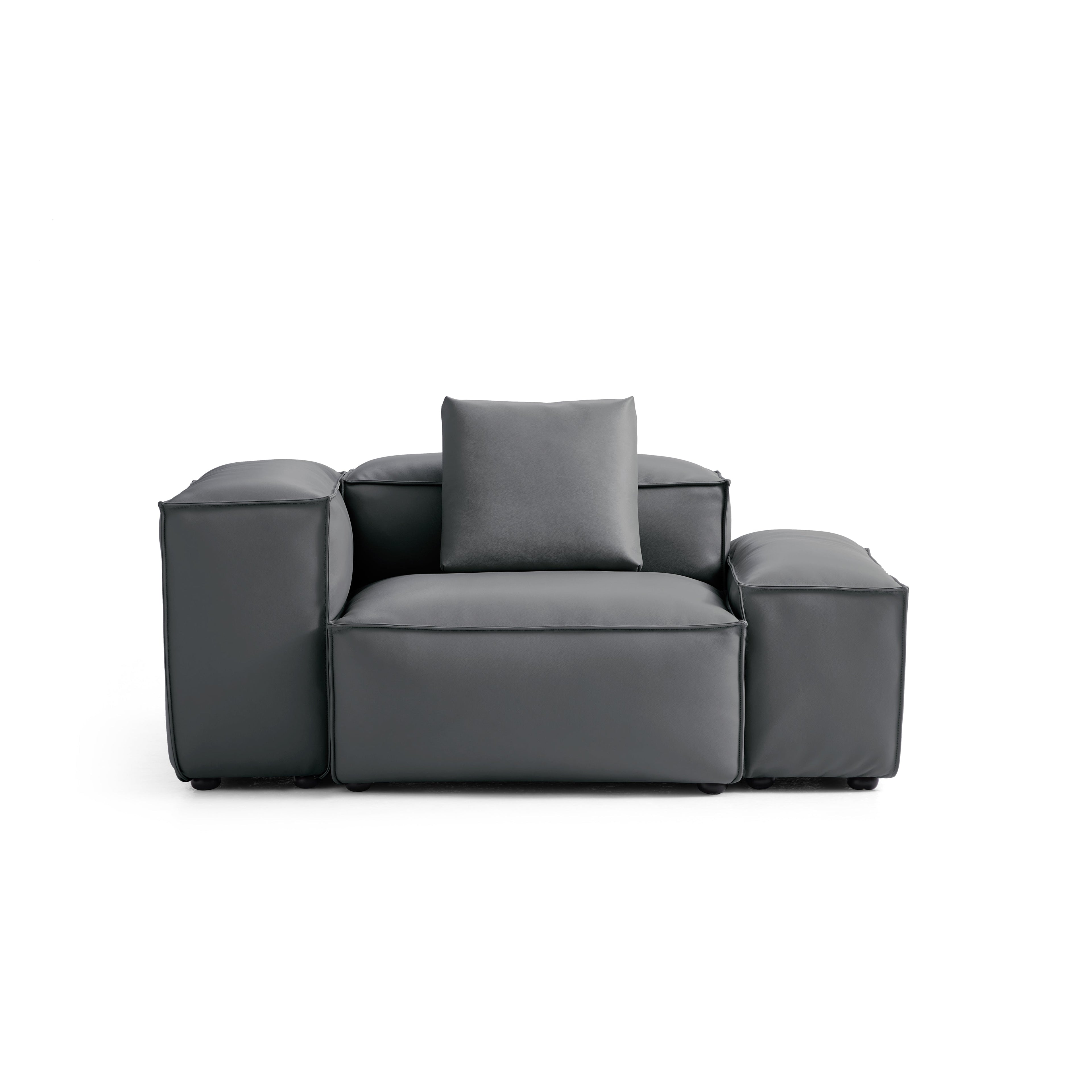 Cube Modular Black Genuine Leather Armchair