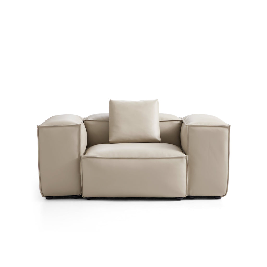 Cube Modular Black Genuine Leather Armchair