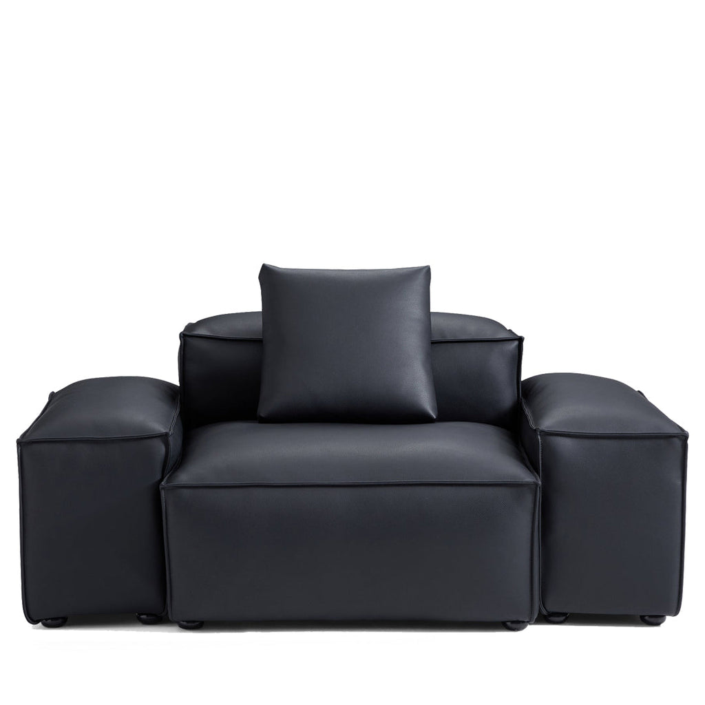 Cube Modular Black Genuine Leather Armchair