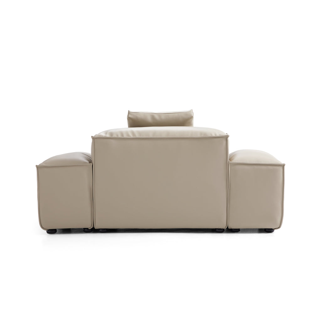 Cube Modular Black Genuine Leather Armchair