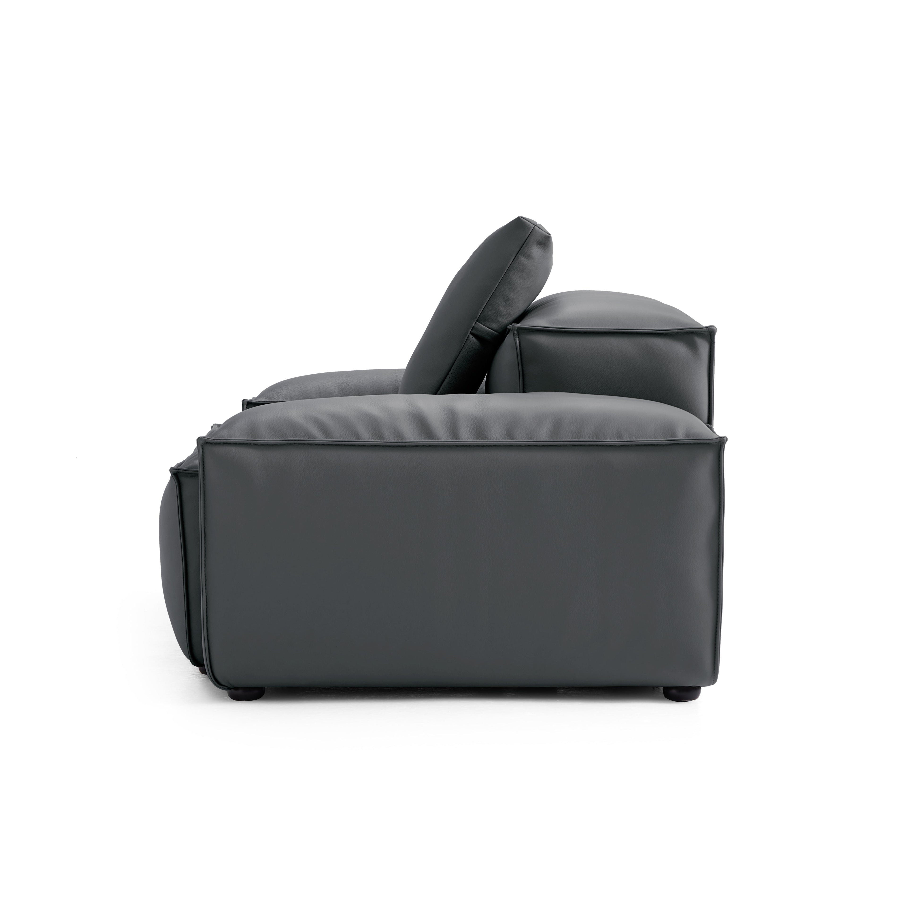 Cube Modular Black Genuine Leather Armchair