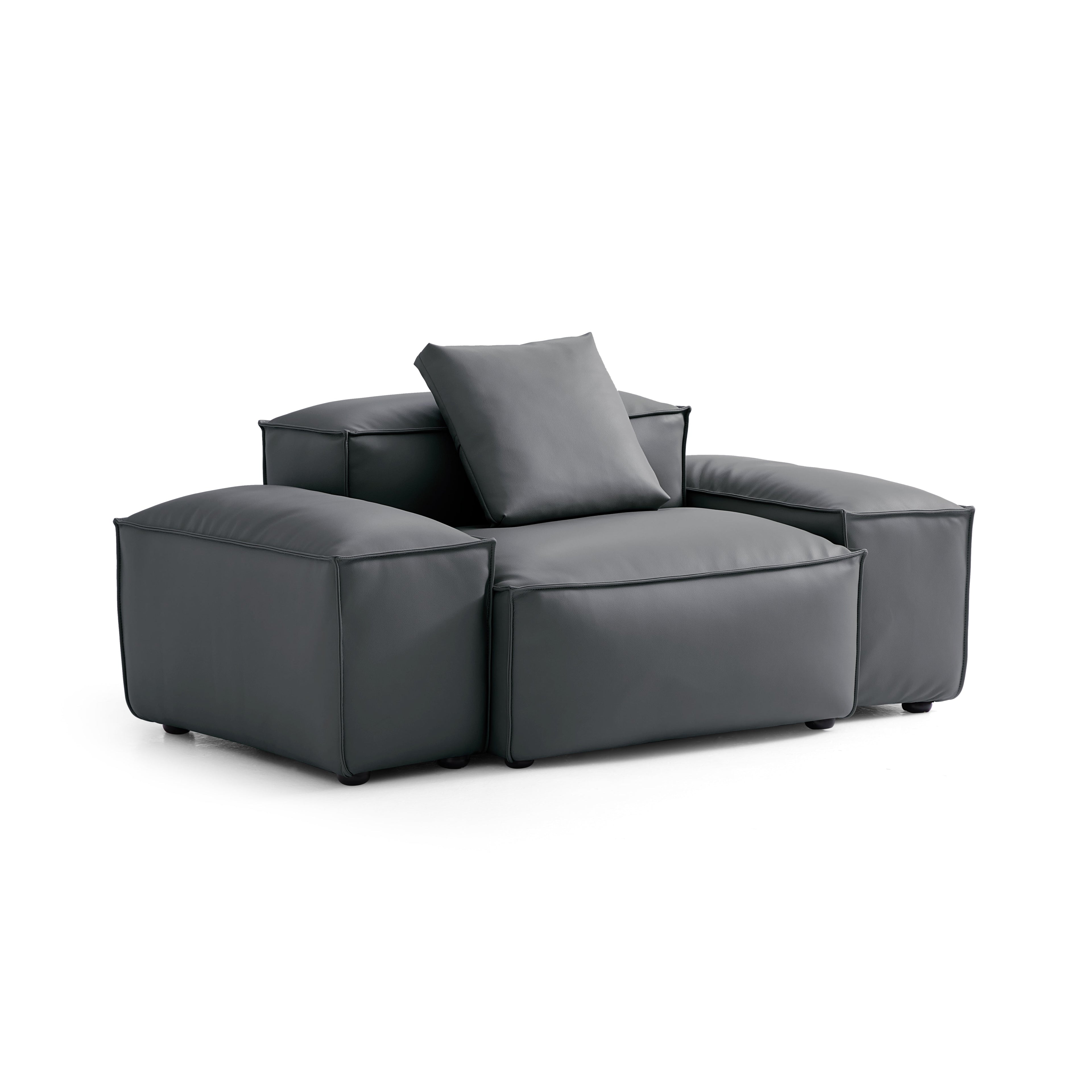 Cube Modular Beige Genuine Leather Armchair