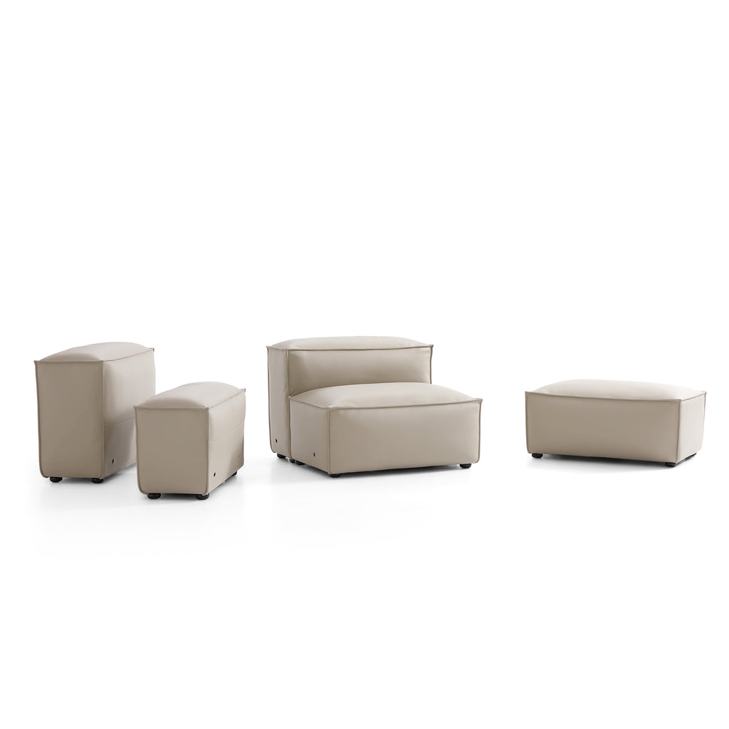 Cube Modular Black Genuine Leather Sectional