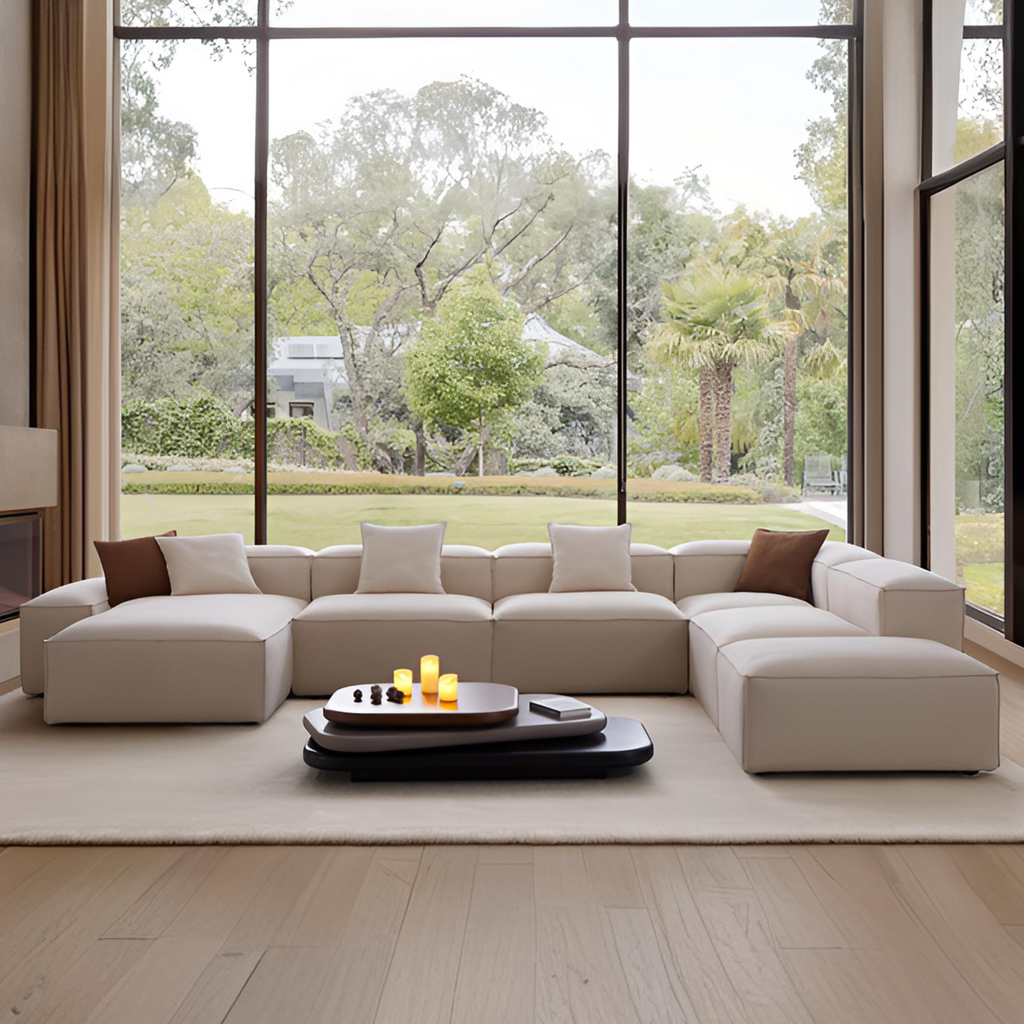 Canapé sectionnel blanc modulaire Freedom à extrémité ouverte