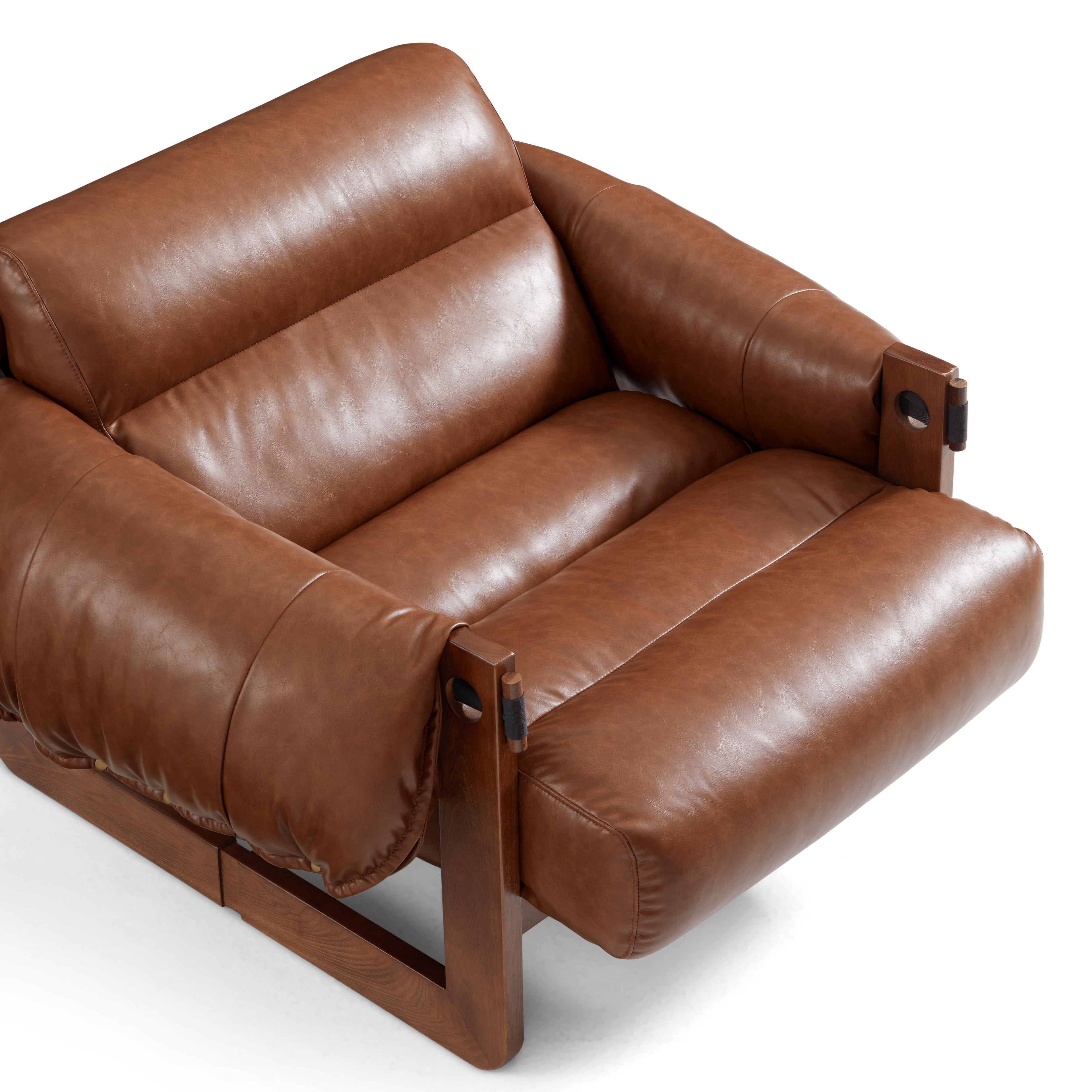 Fauteuil de salon rétro moderne en cuir