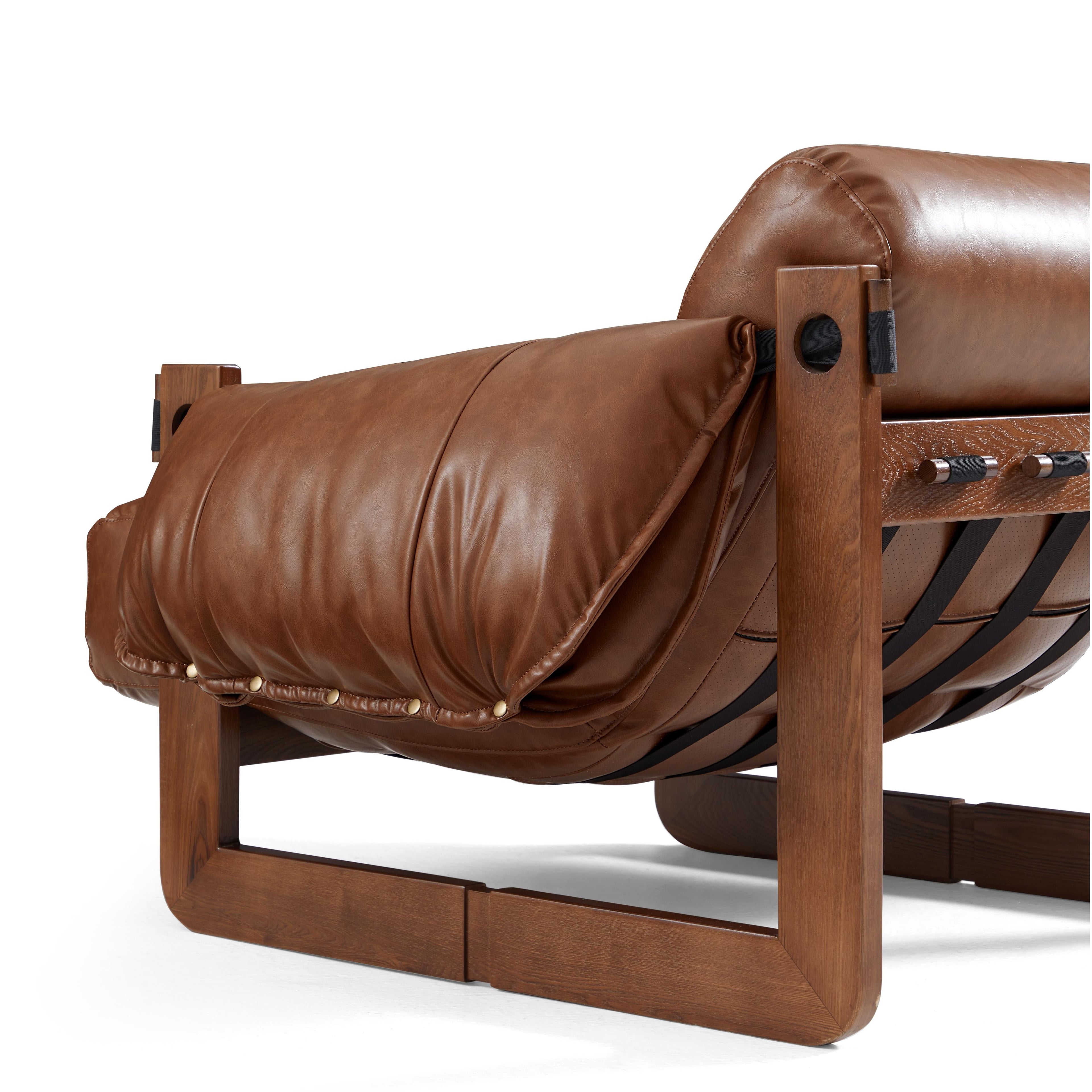 Fauteuil de salon rétro moderne en cuir