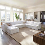 Canapé sectionnel et pouf Tender Wabi-Sabi blanc en forme de L