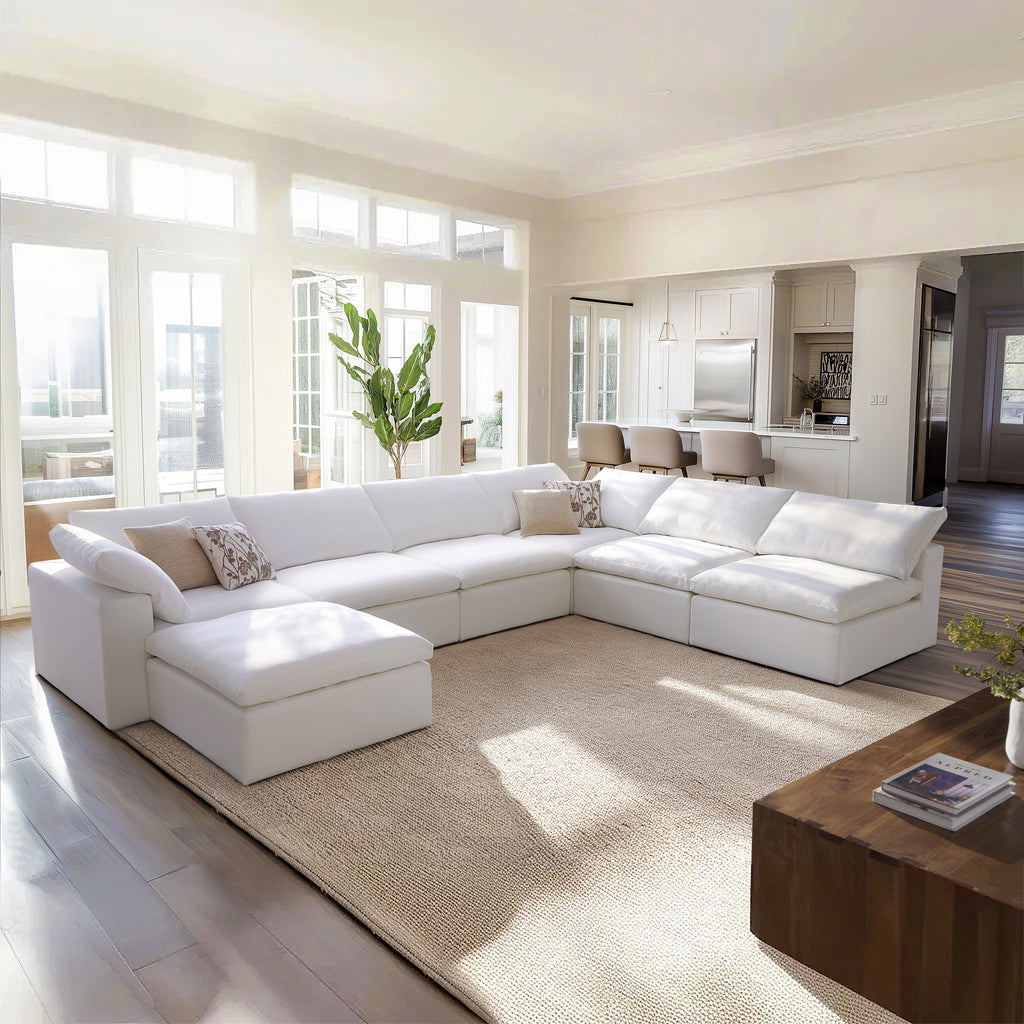 Canapé sectionnel et pouf en L Tender Wabi-Sabi gris