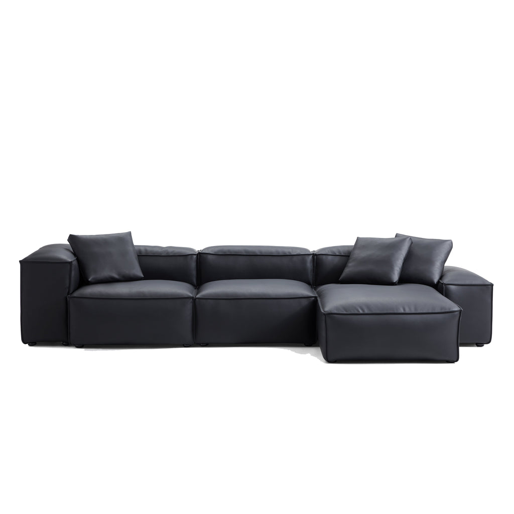 Cube Modular Brown Genuine Leather Sectional