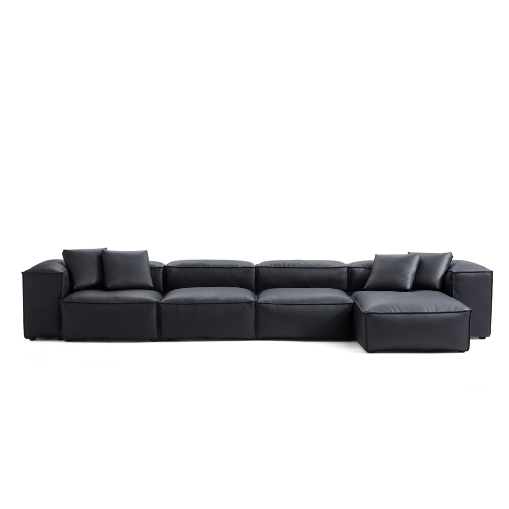 Cube Modular Brown Genuine Leather Sectional