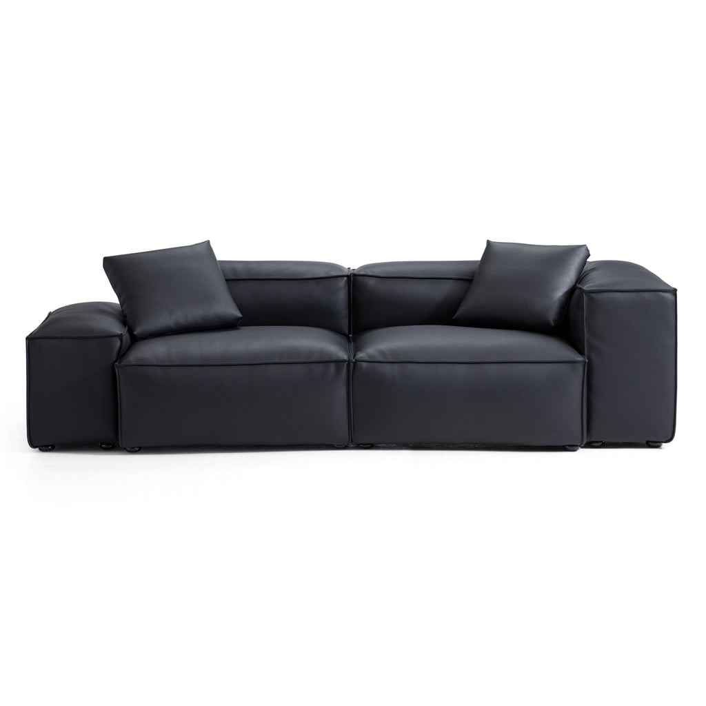 Cube Modular Black Genuine Leather Sofa