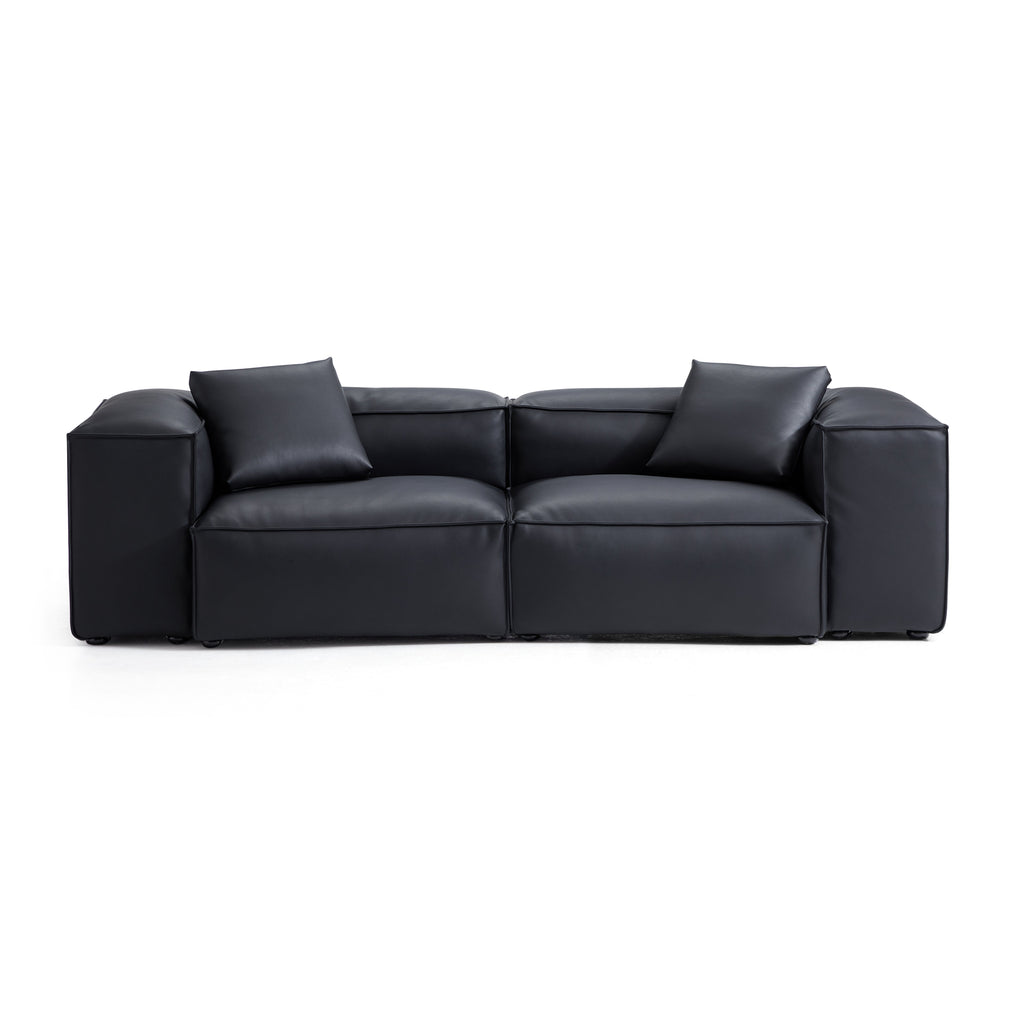 Cube Modular Black Genuine Leather Sofa