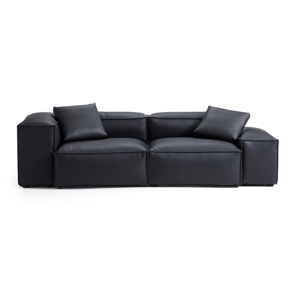 Cube Modular Black Genuine Leather Sofa