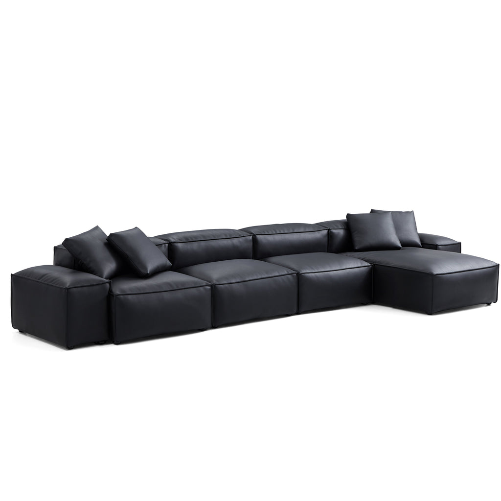 Cube Modular Brown Genuine Leather Sectional