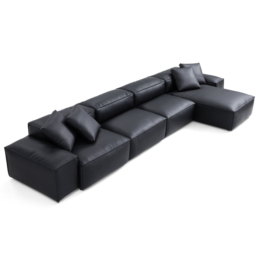 Cube Modular Brown Genuine Leather Sectional