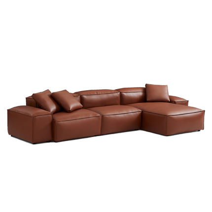 Cube Modular Brown Genuine Leather Sectional
