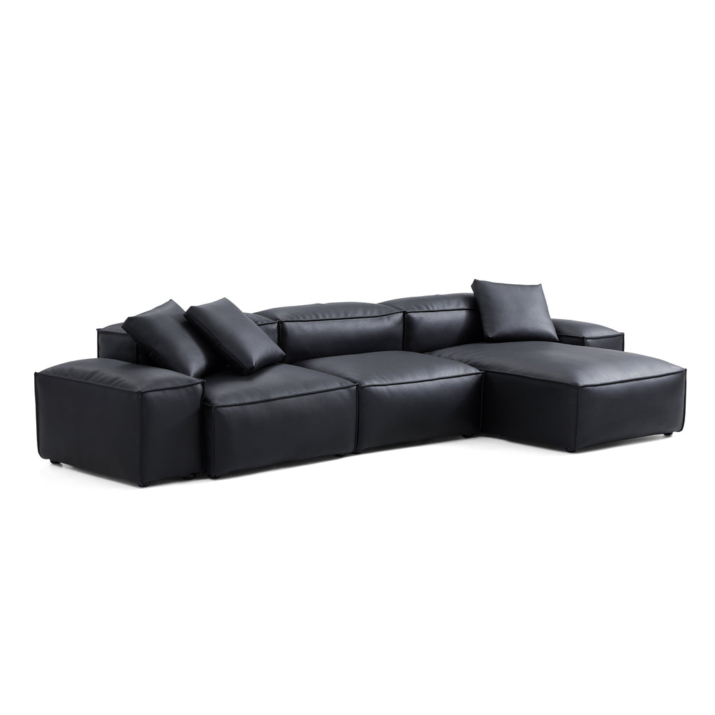 Cube Modular Brown Genuine Leather Sectional