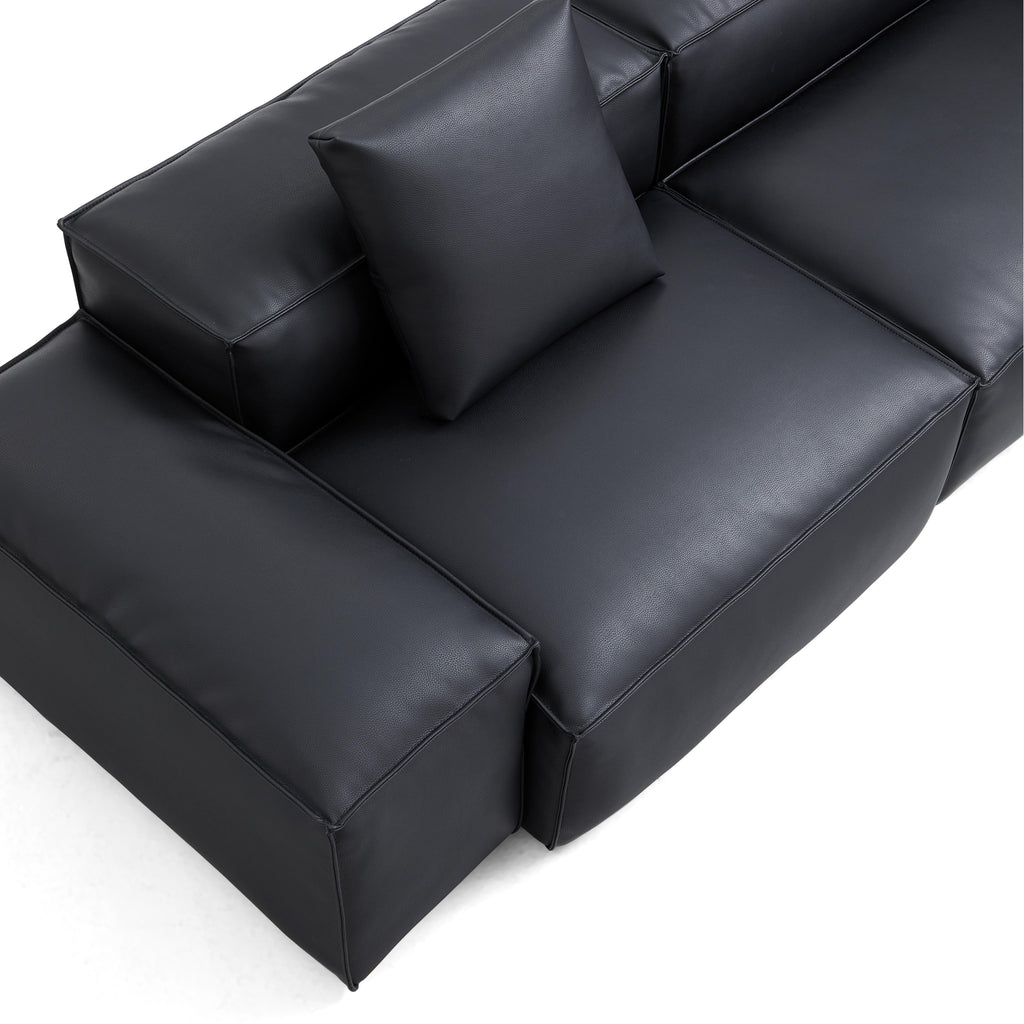 Cube Modular Beige Genuine Leather Sectional