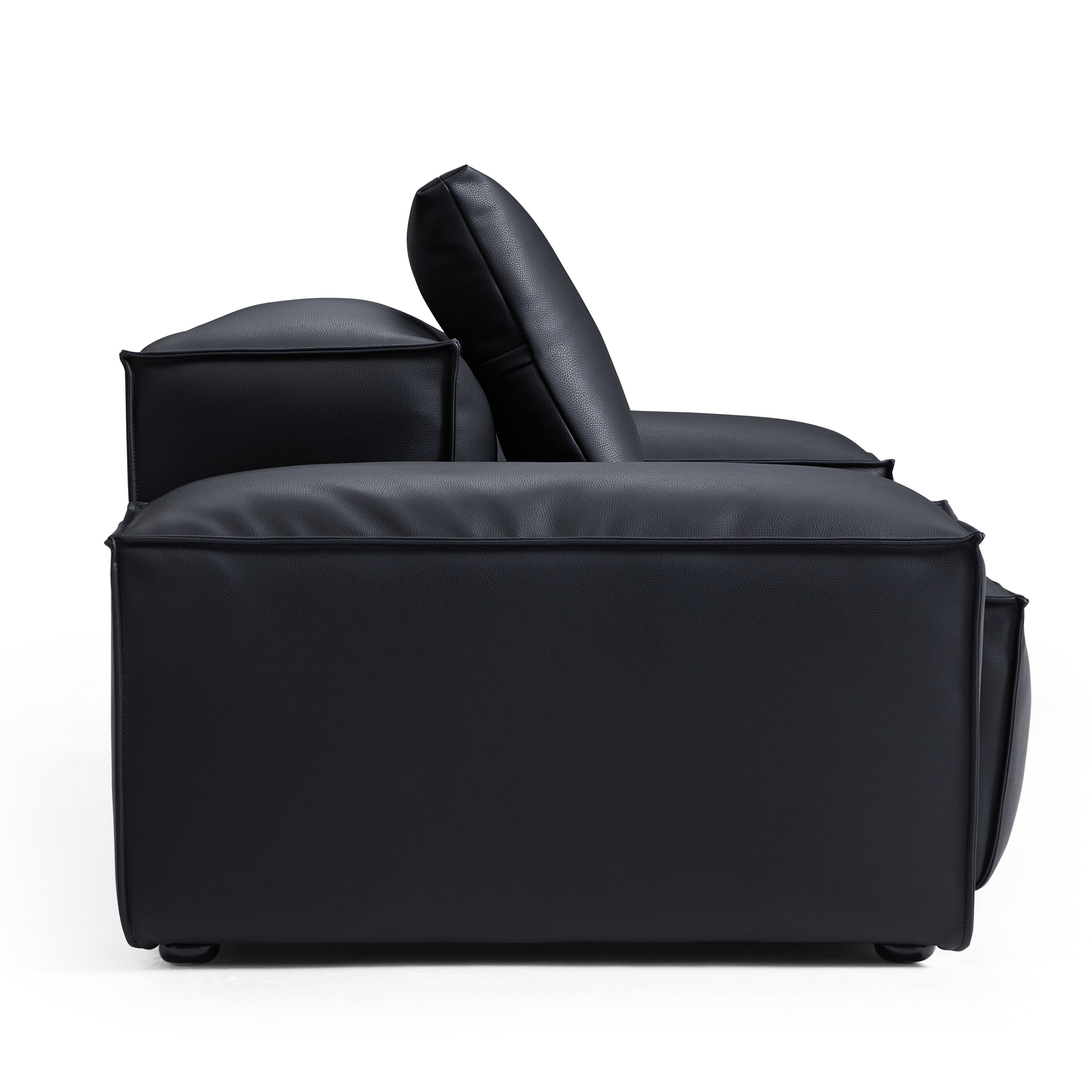 Cube Modular Black Genuine Leather Armchair
