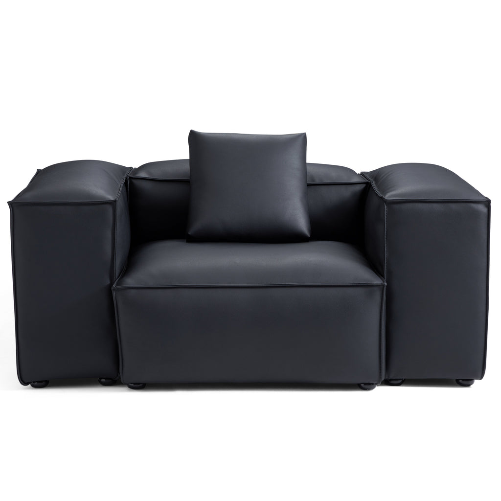 Cube Modular Black Genuine Leather Armchair
