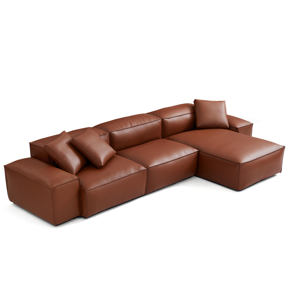 Cube Modular Black Genuine Leather Sectional