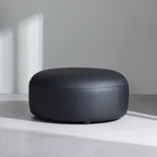 Pouf rond en cuir noir Monolith