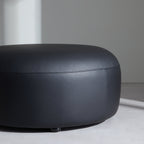 Pouf rond en cuir noir Monolith