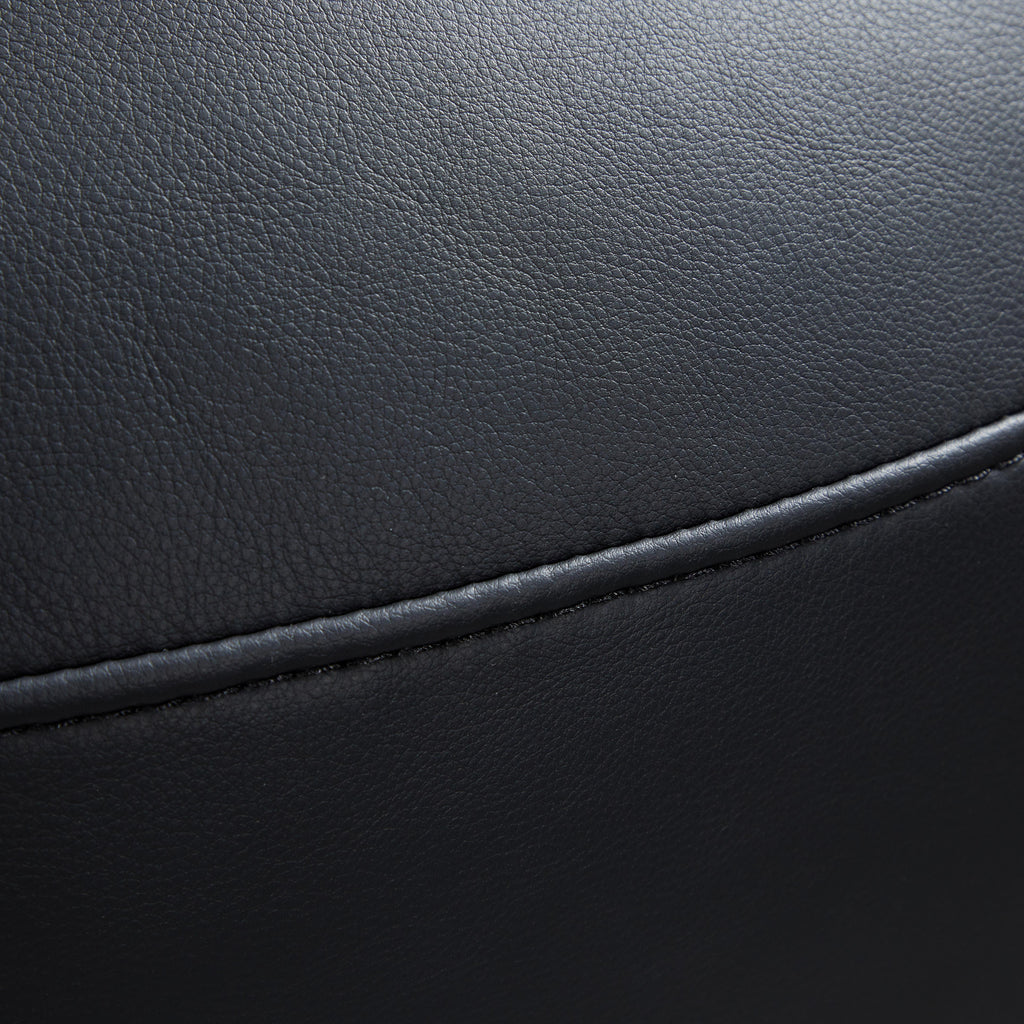 Pouf rond en cuir noir Monolith