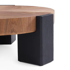 Table basse ronde en noyer ombré