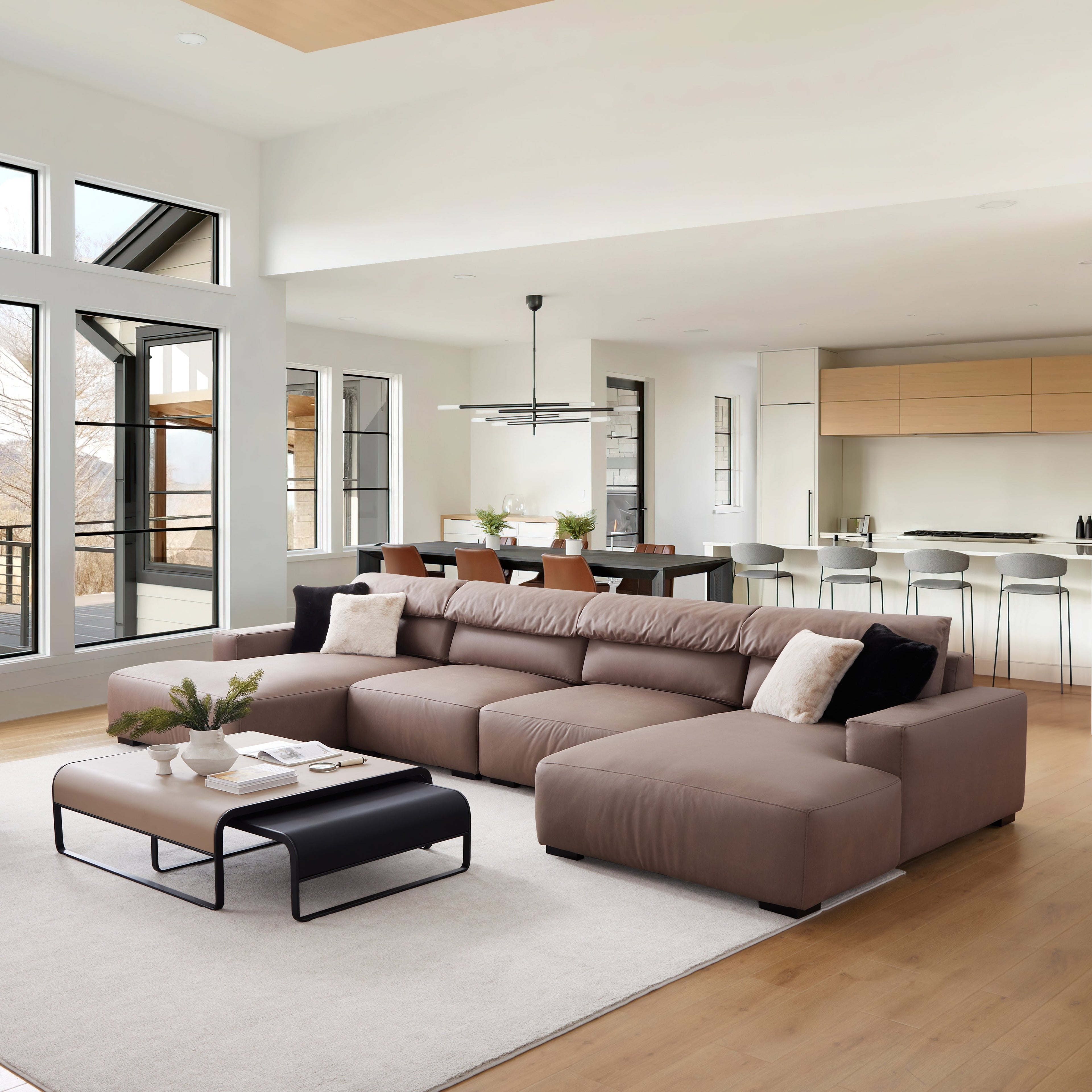 Chestnut Double Chaise Sectional