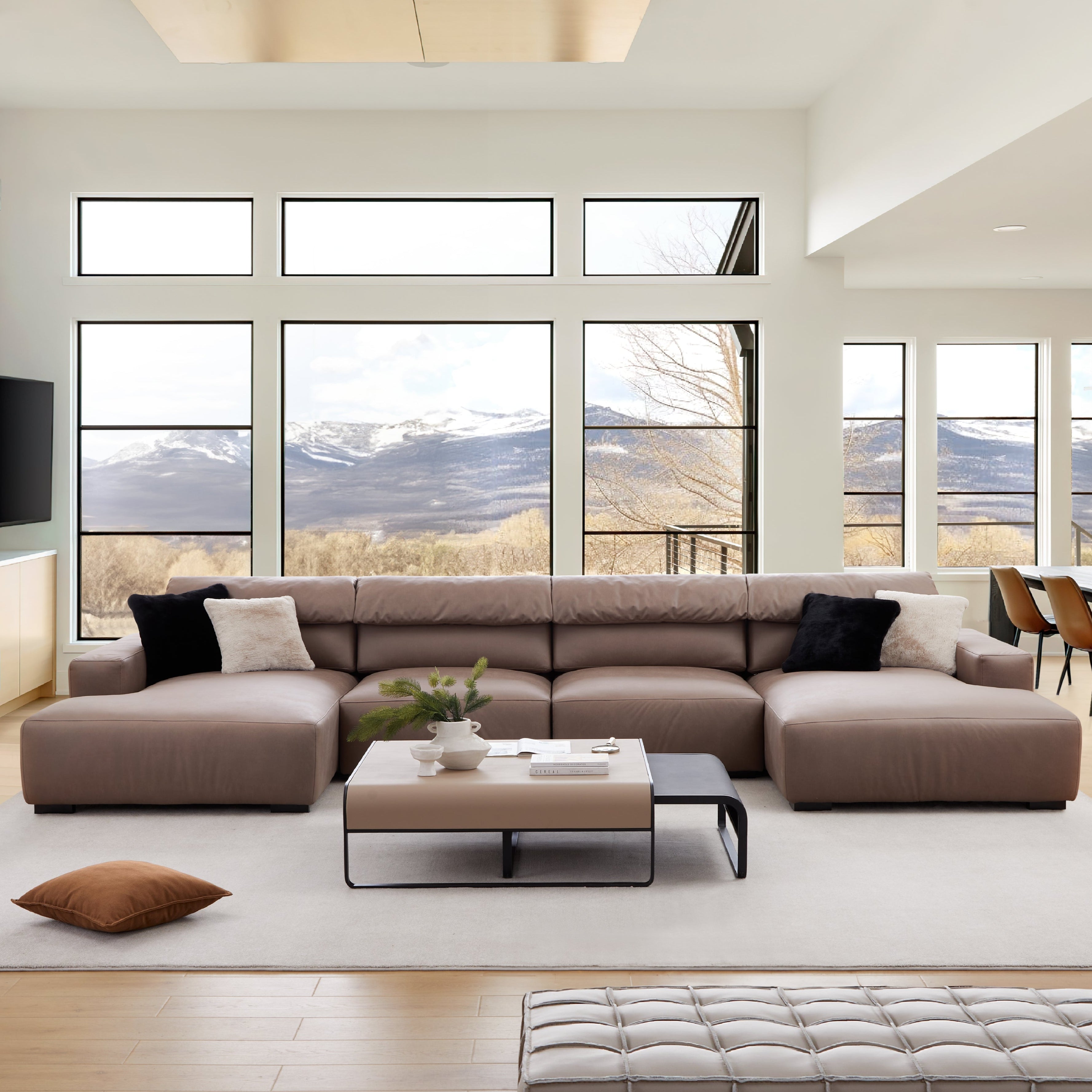 Chestnut Double Chaise Sectional