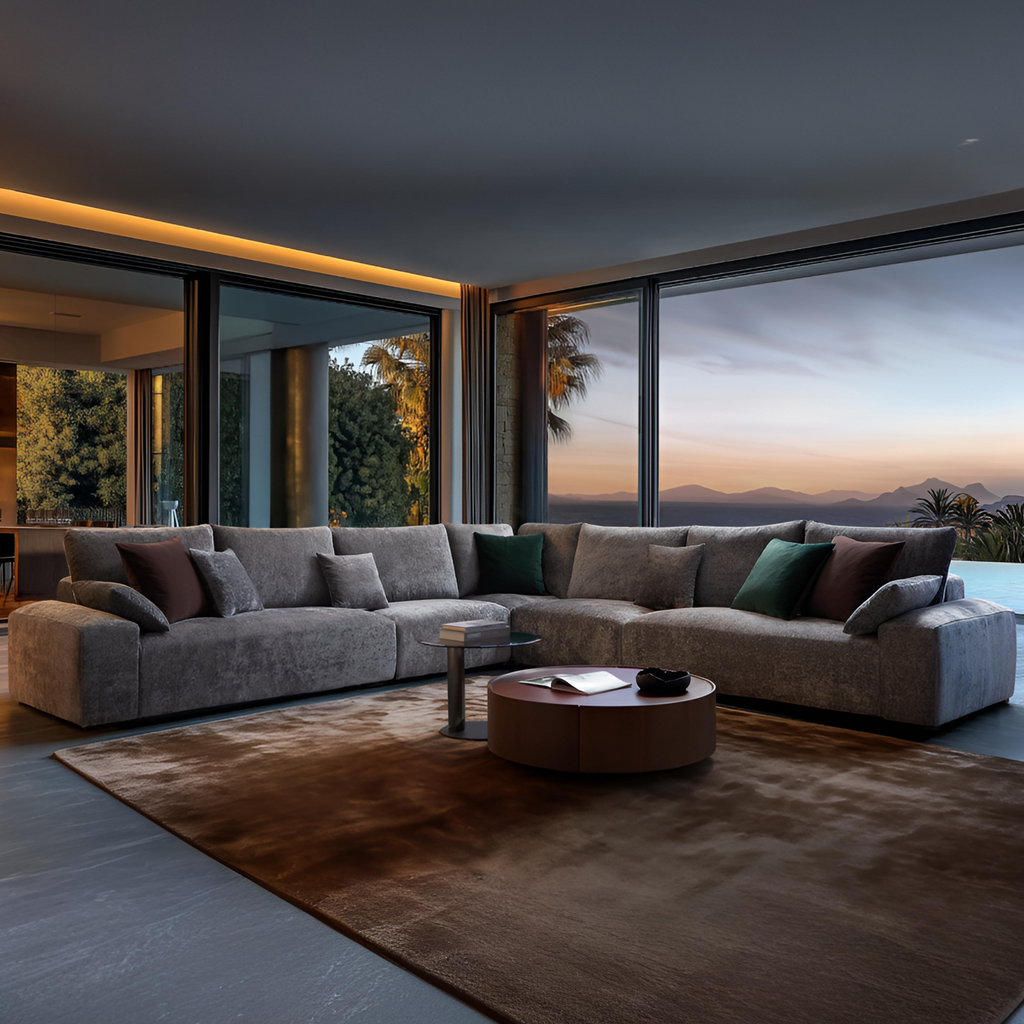 Le canapé d'angle sectionnel gris Empress